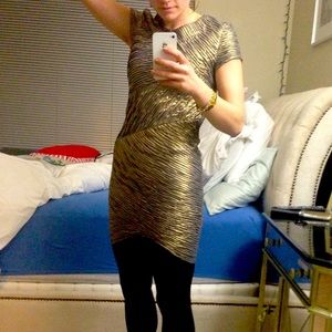Torn by Ronnie Kobo Size 0 Gold metallic Body con dress